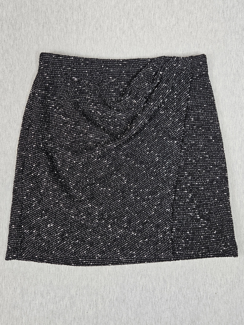 NWT Max Studio Black Tweed Faux Wrap Mini Skirt Size S